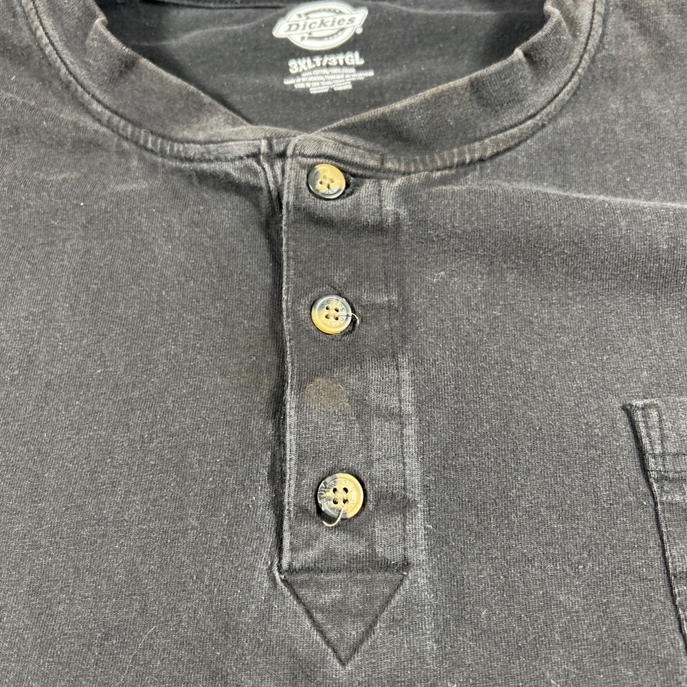 Dickies Shirt Mens 3XL Blue 100% Cotton Henley Long Sleeve distressed Y2K ๐ฅ - Picture 6 of 8